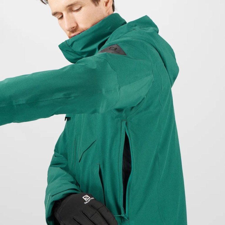 Salomon Stance Cargo Insulated Hooded Men's Ski Jackets Green | CA 56O38